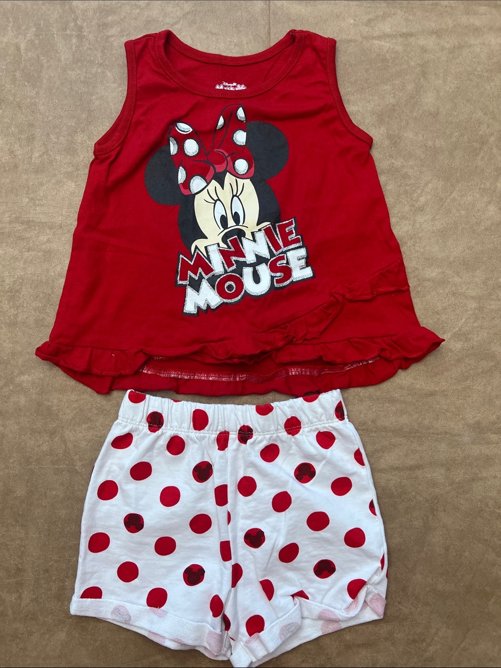 Disney Minnie Mouse Girls 4T Outfit Set T-Shirt & Polka Dot Shorts